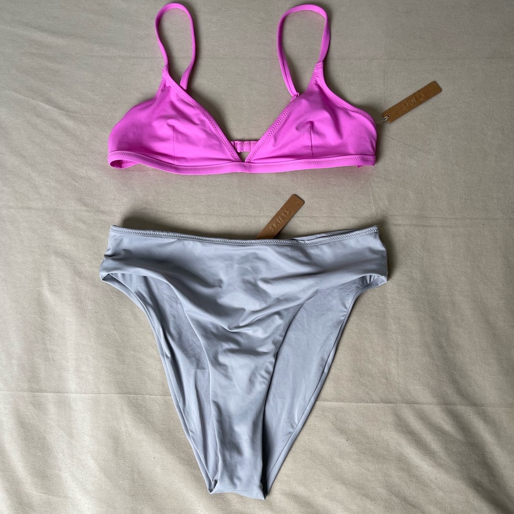 Two-Piece SKIMS 🩷 Swim Bikini Set Neon Orchid/Chrome Large NWT